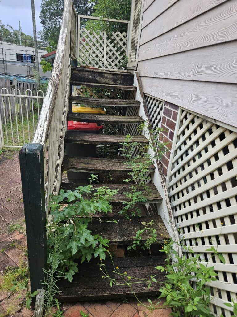 Timber stair restoration before