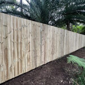 paling fence, freshly built by hardwood timber as a boundary fence in Lanecove, sydney suburb