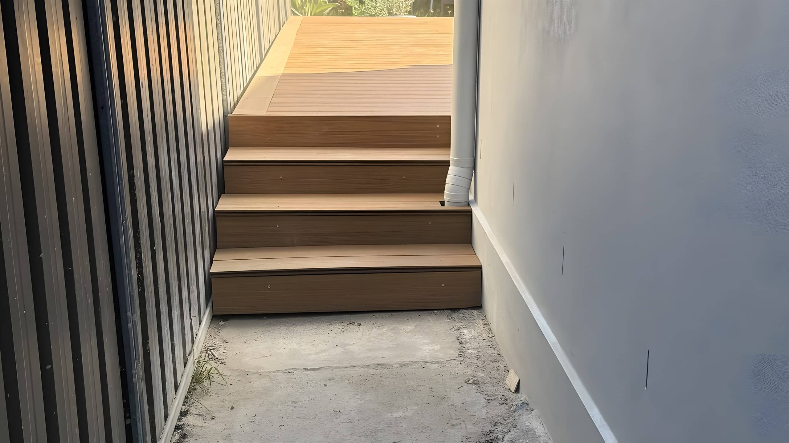 Composite side steps from deck to concrete path in Five Dock