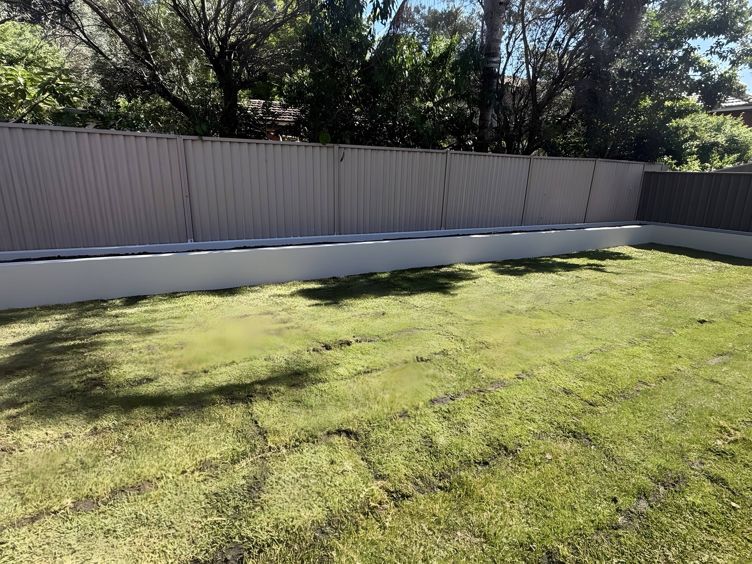 Rendered front wall and new turf lawn completed in Hunters Hill