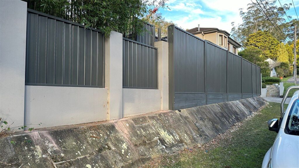 Colorbond fence with rendered piers, Chatswood