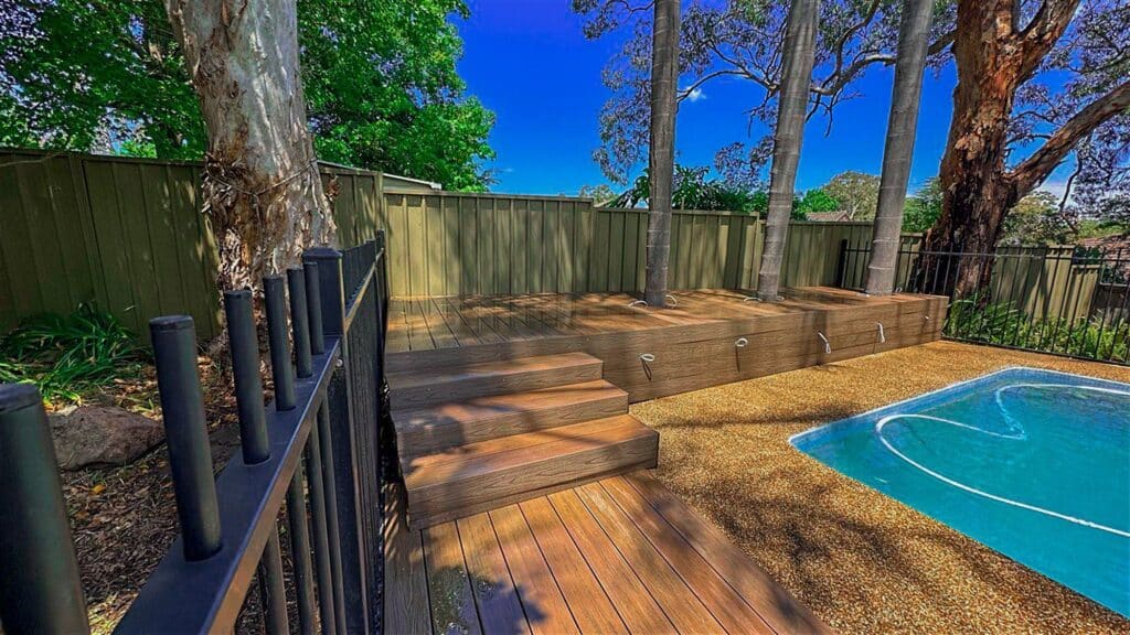 Composite deck stairs beside the pool, Carlingford