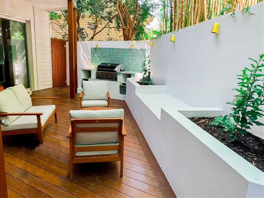 Courtyard makeover with rendered planters, Hunters Hill