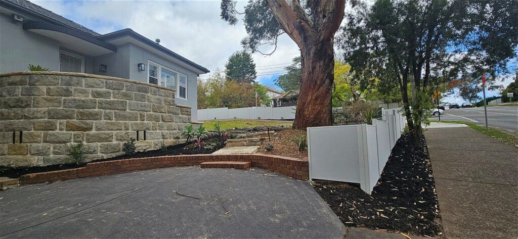 Sandstone wall and front garden, Lane Cove